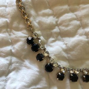 J. Crew black and faux diamond necklace with gold hardware
